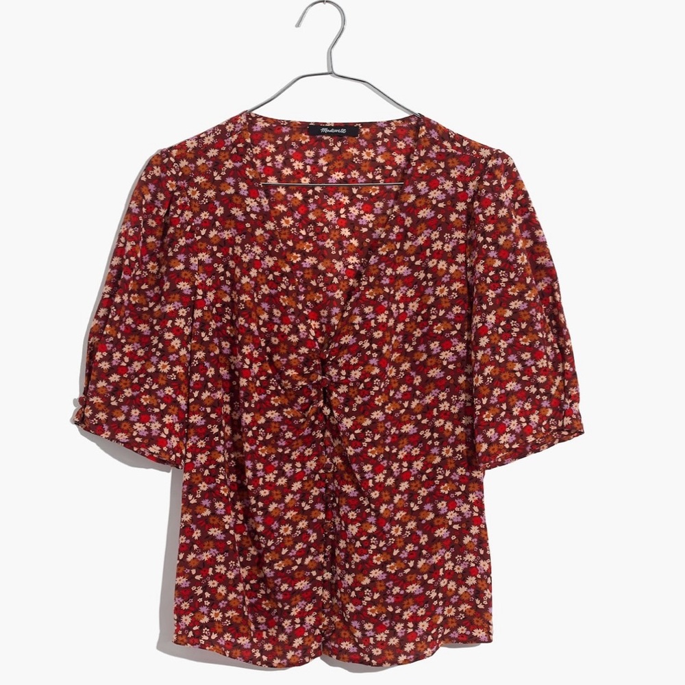 MADEWELL Silk Daylight Top 🌸 “Spring Prairie” 🌸 Vintage Ditsy Floral Print 14 🌸 - Picture 8 of 12